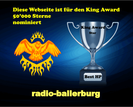 King Award Nominationsschild Radio Ballerburg