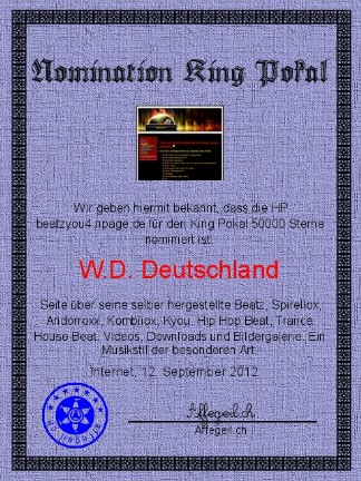 King Award Nominationsurkunde Beatz you4