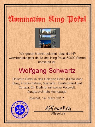 King Award Nominationsurkunde Berlinknipser