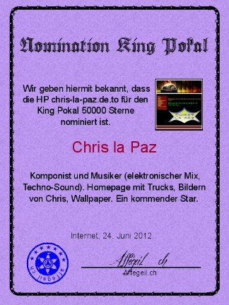 King Award Nominationsurkunde Chris la Paz
