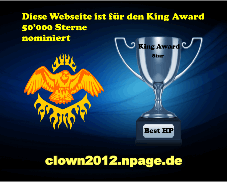 King Award Nominationsschild Clown 2012