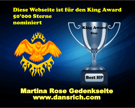 King Award Nominationsschild Martina Rose Gedenkseite