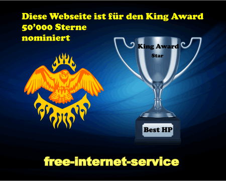King Award Nominationsschild Free Internet Service