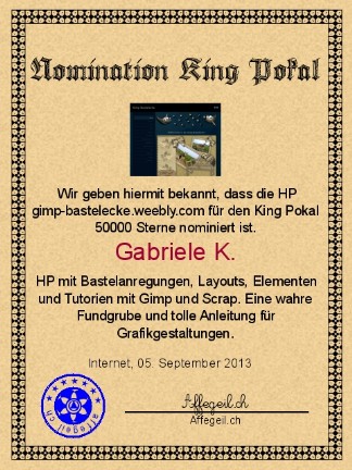 King Award Nominationsurkunde Gimp Bastelecke