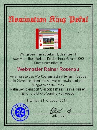 King Award Nominationsurkunde VFB.Rothenstadt