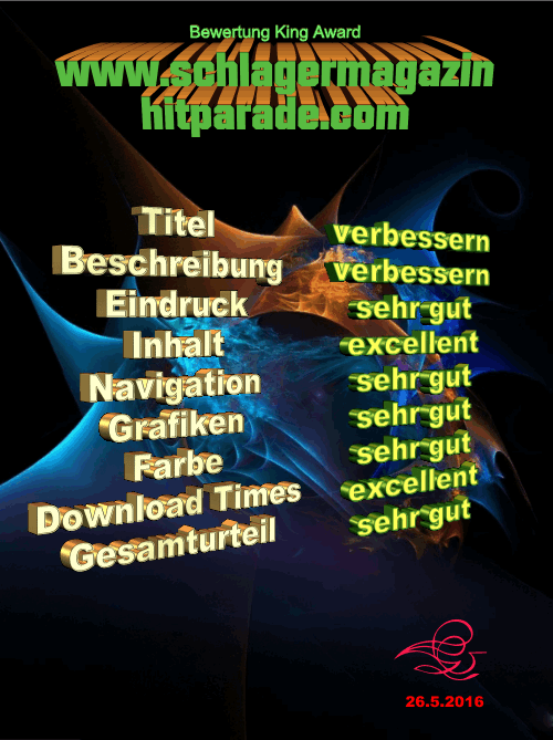 King Award Bewertungsschild Schlagermagazin Hitparade