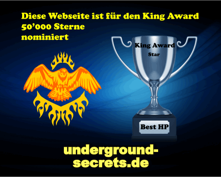 King Award Nominationsschild Underground Secrets