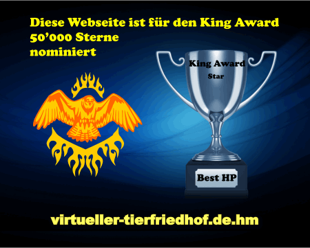 King Award Nominationsschild Virtueller Tierfriedhof